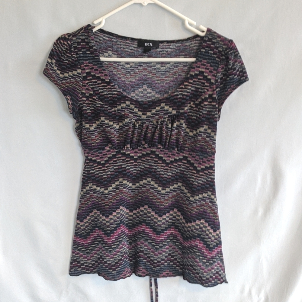 Multicolor Purple Cap Sleeve Top